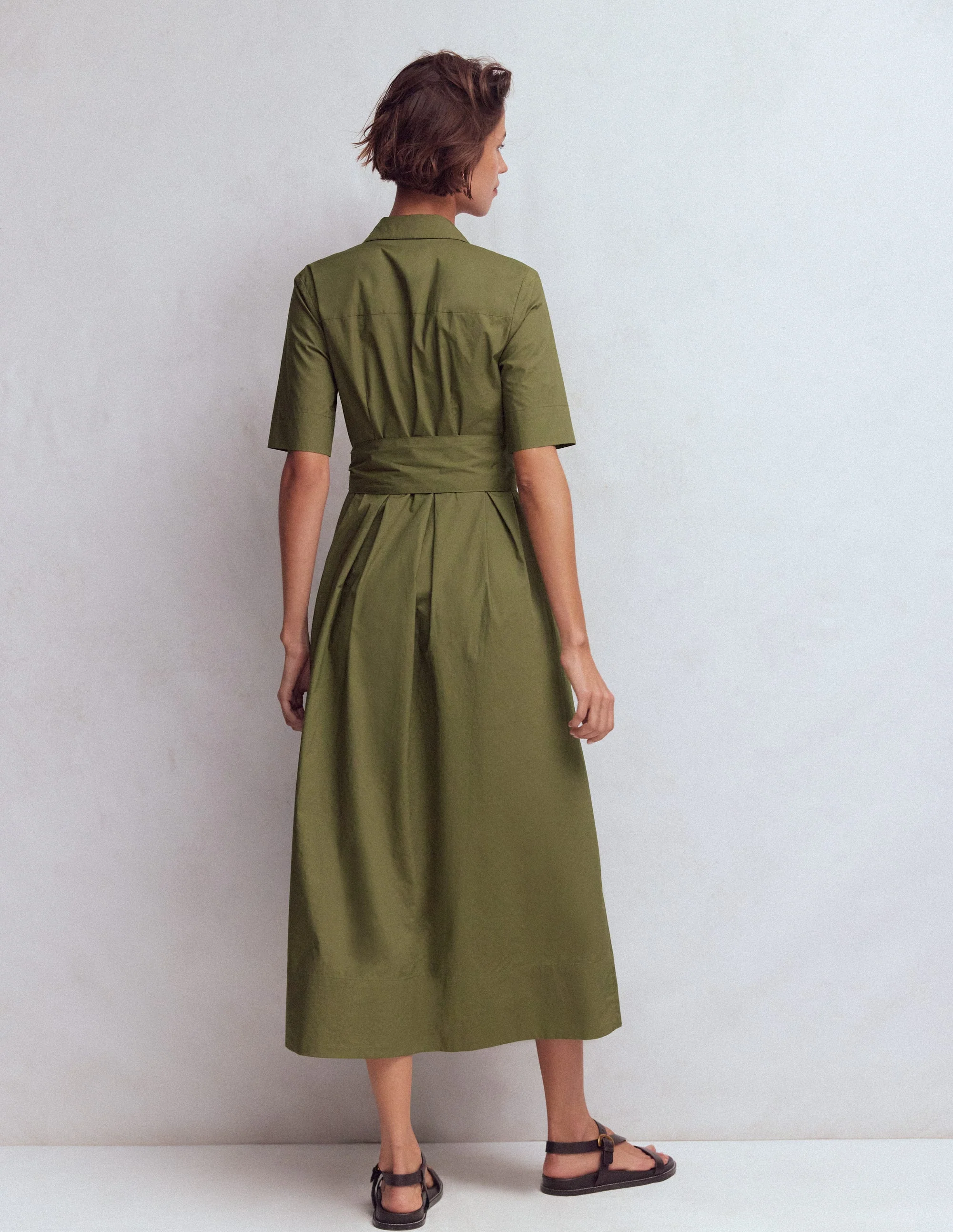 Zoe Short Sleeve Shirt Dress-Woodland Green - Image 3